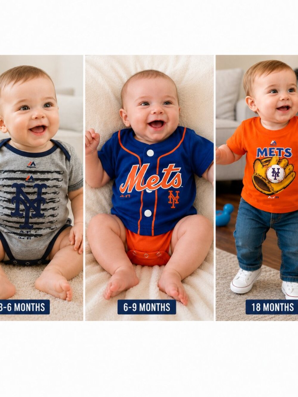 New York Mets Baby Clothing Bundle | Majestic MLB | 3-Piece Lot |